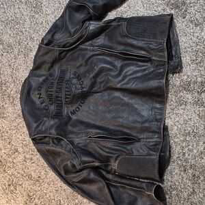 Harley Davidson Distressed Brown Leather Jacket 2XL XXL Mens